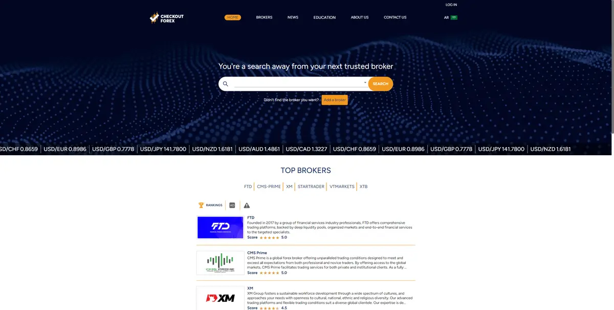 Screenshot of CheckoutForex